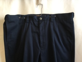 OAK HILL, Navy Blue, Cotton, Solid, 1.5" Waistband with Belt Hoops, 2 Pleat Front & Zip Front, 4 Pockets