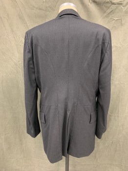 MTO, Charcoal Gray, Wool, Solid, Single Breasted, 4 Bttns, 3 Pckts, Waist Seam, Notched Lapel, Slight Cutaway Front,