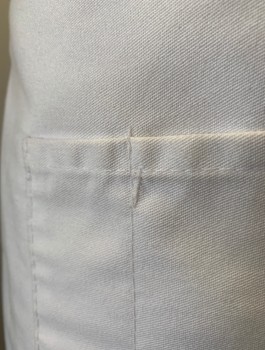 N/L, White, Poly/Cotton, Solid, Twill, 4 Pockets/Compartments, Self Ties at Sides, ***Has Been Altered From Longer Apron Into Shorter One By Folding and Sewing Shut