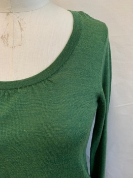 Womens, Pullover, THE LIMITED, Green, Acrylic, Wool, Heathered, Solid, S, Scoop Neck, Long Sleeves