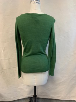 Womens, Pullover, THE LIMITED, Green, Acrylic, Wool, Heathered, Solid, S, Scoop Neck, Long Sleeves