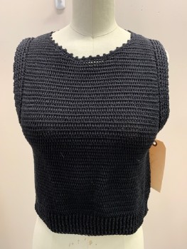 Womens, Top, RACHEL COMEY, Black, Cotton, Solid, S, Sleeveless, Knit, Pullover,