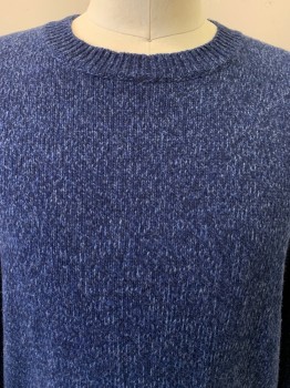 Mens, Pullover Sweater, APC, Navy Blue, French Blue, Wool, 2 Color Weave, M, L/S, Crew Neck,