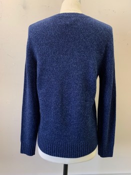 Mens, Pullover Sweater, APC, Navy Blue, French Blue, Wool, 2 Color Weave, M, L/S, Crew Neck,