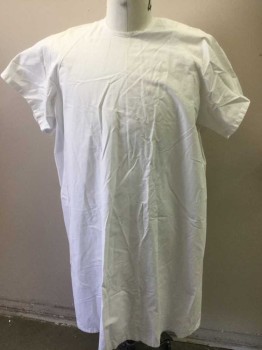 Unisex, Patient Gown, N/L, White, Size, No, Short Sleeves, Ties Center Back, Multiples