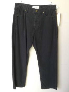 THE GREAT, Slate Blue, Cotton, Solid, Corduroy, 4 Pockets, High Rise, Zip Fly, Brass Rivets