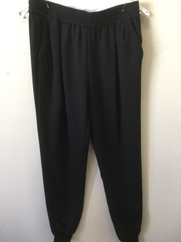 Womens, Casual Pants, JOIE, Black, Rayon, Solid, XS, Elastic Waist, Slit Pockets, Rib Knit Ankles, Womens Jogger Pant