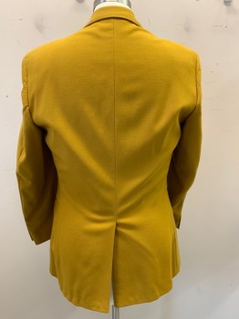 BOTANY 500, Mustard Yellow, Wool, Solid, Notched Lapel, Single Breasted, Button Front, 2 Buttons, 3 Pockets