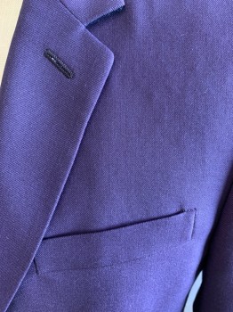PAUL SMITH, Purple, Wool, Solid, Single Breasted, 2 Buttons,  3 Pockets, Notched Lapel, Double Back Vent