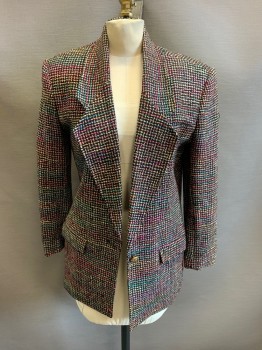 Womens, Blazer, TABOH, Black, Lt Yellow, Hot Pink, Turquoise Blue, Purple, Cotton, Basket Weave, XS, Black, Light Yellow, Hot Pink, Turquoise, Purple, Light Blue, Peach Basket Weave, Single Breasted, Notched Lapel, 1 Button, 3 Pockets