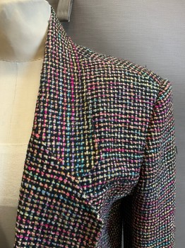 Womens, Blazer, TABOH, Black, Lt Yellow, Hot Pink, Turquoise Blue, Purple, Cotton, Basket Weave, XS, Black, Light Yellow, Hot Pink, Turquoise, Purple, Light Blue, Peach Basket Weave, Single Breasted, Notched Lapel, 1 Button, 3 Pockets