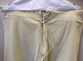 N/L, Cream, Cotton, Solid, Military Uniform Breeches, Brushed Twill, Fall Front, Knee Length, Gold Buttons at Leg Opening, Lacings/Ties and Invisible Zipper at Center Back Waist, Made To Order Reproduction Late 1700's Early 1800's