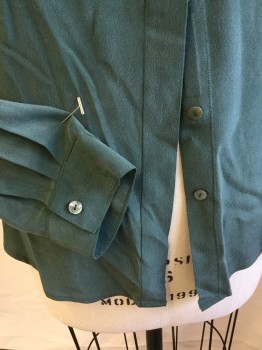 L'ANGENCE, Forest Green, Silk, Solid, Collar Attached, Hidden Button Front, 2 Pockets with Flap, Long Sleeves, Curved Hem