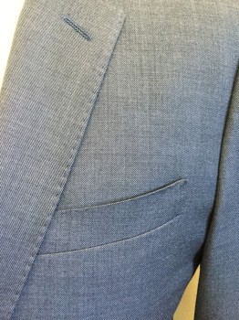 JCREW, Blue, Wool, Heathered, 2 Buttons,  3 Pockets, Notched Lapel,