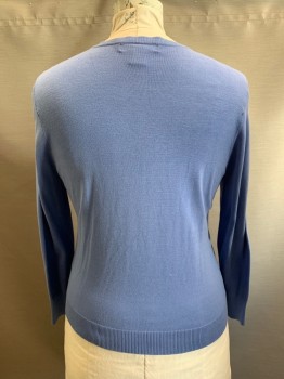 Womens, Cardigan Sweater, AUGUST SILK, Cornflower Blue, Viscose, Silk, XL, CN, Single Breasted, Button Front, L/S