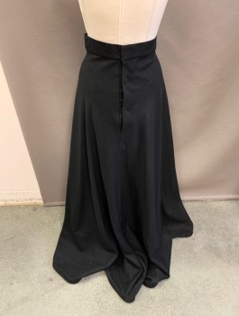 MTO, Black, Wool, Solid, Wide Waistband, Train Skirt Hem