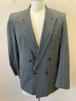 LIMITED EDITION, Gray, Wool, Stripes, Alternating Pattern Group Stripe, DB. Peaked Lapel, 3 Pckts,