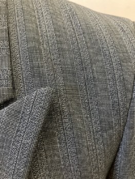 LIMITED EDITION, Gray, Wool, Stripes, Alternating Pattern Group Stripe, DB. Peaked Lapel, 3 Pckts,