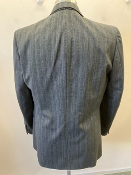 LIMITED EDITION, Gray, Wool, Stripes, Alternating Pattern Group Stripe, DB. Peaked Lapel, 3 Pckts,