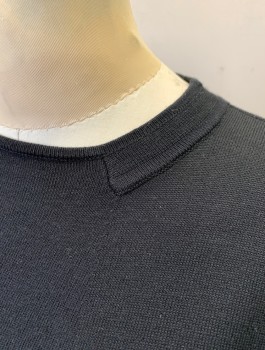 Womens, Pullover, RALPH LAUREN, Black, Silk, Nylon, Solid, S, Knit, Long Sleeves, Round Neck, Fitted with Slight Flare Below Waist