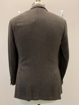 Mens, Sportcoat/Blazer, MATTARAZI, Lt Brown, Black, Wool, 2 Color Weave, 44R, L/S, 2 Buttons Single Breasted, Notched Lapel, 3 Pockets