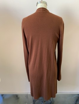 Womens, Sweater, EILEEN FISHER, Brown, Synthetic, Solid, B: 38, M, Knit, Shawl Lapel, Long