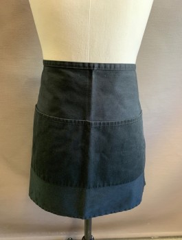 N/L, Black, Poly/Cotton, Solid, Twill, 2 Pockets/Compartments, Self Ties at Waist