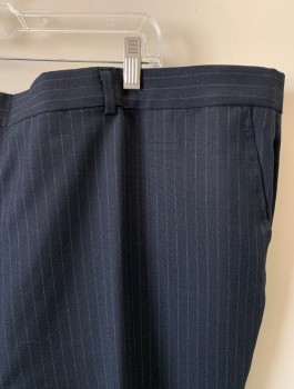 EAGLESONS, Navy Blue, Wool, Polyester, Stripes, Zip Front, F.F, 2 Slant Pockets, 2 Back Pockets