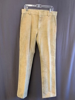 NL, Tan Brown, Cotton, Solid, F.F, Button Front, Belt Loops, 2 Front Pockets, 2 Back Flap Pocket, Distressed