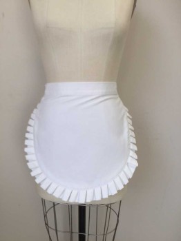 N/L, White, Polyester, Solid, Ladies Waitress/ Maid, Rounded with Stiff Heavy Ruffle Trim Multiples,