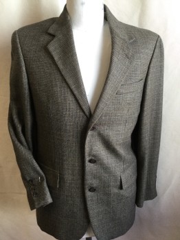NAUTICA, Beige, Brown, Lt Brown, Olive Green, Black, Wool, Acetate, Plaid, Beige Lining, Notched Lapel, Single Breasted, 3 Button Front, 3 Pockets, Long Sleeves,