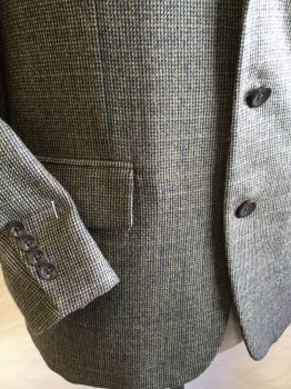 NAUTICA, Beige, Brown, Lt Brown, Olive Green, Black, Wool, Acetate, Plaid, Beige Lining, Notched Lapel, Single Breasted, 3 Button Front, 3 Pockets, Long Sleeves,