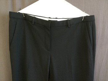 Womens, Slacks, THEORY, Black, Wool, 10, 1" Waist Band with Belt Hoops, Flat Front, Zip Front, 4 Pockets