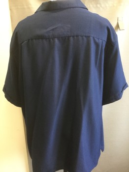 SYNERGY, Navy Blue, Gray, Lt Blue, Lt Gray, Polyester, Diamonds, Collar Attached, Button Front, Short Sleeves, Lt Grey Stripe Panel with Diamond Apllique