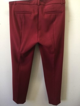 Womens, Slacks, JCREW 365, Raspberry Pink, Polyester, Viscose, Solid, 4 , Flat Front, Two Inch Waist Band with Loops, Creased Legs, Ankle Length
