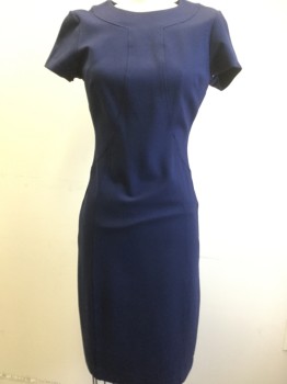 Womens, Dress, Short Sleeve, BROOKS BROTHERS, Navy Blue, Polyester, Solid, Op
