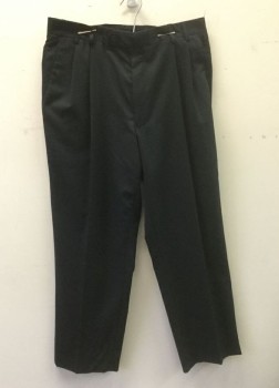JOSEPH & FEISS, Navy Blue, Wool, Solid, Double Pleated, Button Tab Waist, Zip Fly, 4 Pockets, Relaxed Leg