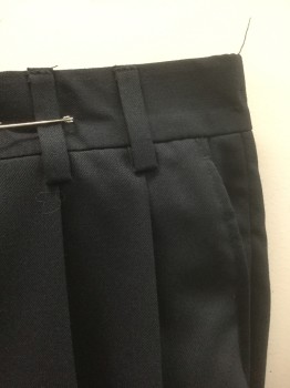 JOSEPH & FEISS, Navy Blue, Wool, Solid, Double Pleated, Button Tab Waist, Zip Fly, 4 Pockets, Relaxed Leg