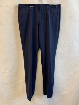 THEORY, Midnight Blue, Wool, Spandex, Solid, Flat Front, Zip Fly, 4 Pockets, Belt Loops