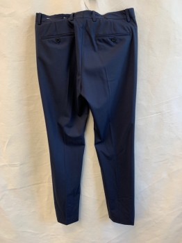 THEORY, Midnight Blue, Wool, Spandex, Solid, Flat Front, Zip Fly, 4 Pockets, Belt Loops