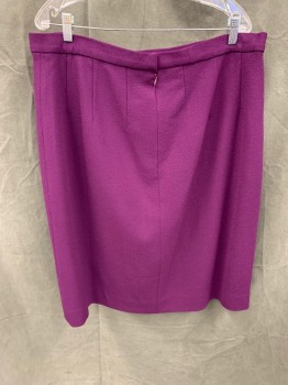 Womens, 1980s Vintage, Suit, Skirt, N/L, Aubergine Purple, Wool, Solid, W 40, Crepe Skirt, 1 1/4" Waistband, Center Back Hidden Zipper
