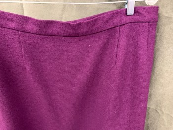 N/L, Aubergine Purple, Wool, Solid, Crepe Skirt, 1 1/4" Waistband, Center Back Hidden Zipper