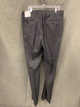 Mens, Suit, Pants, VITALI, Black, Viscose, Polyester, Solid, Open, 38, Flat Front, Button Tab, 4 Pockets, Belt Loops