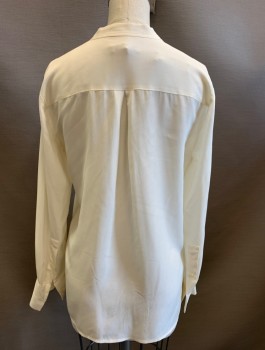 Womens, Blouse, MADEWELL, Cream, Silk, Solid, XXS, Chiffon, L/S, Round Neck, Has Silver Grommets for Laces at Front (Missing Laces), 2 Pockets