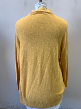 Womens, Cardigan Sweater, EILEEN FISHER WOMAN, Butter Yellow, Cotton, Solid, 1X, No Closures, Long Sleeves, Nubby