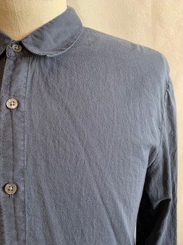 Mens, Casual Shirt, JAMES PERSE, Dk Gray, Cotton, Solid, 2, Collar Attached, Button Front, Long Sleeves, 2 Button Cuffs