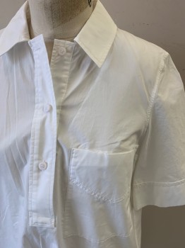 Womens, Dress, Short Sleeve, COS, White, Cotton, Solid, S, S/S, Half Button Front, Chest Pocket, Tunic/Shift