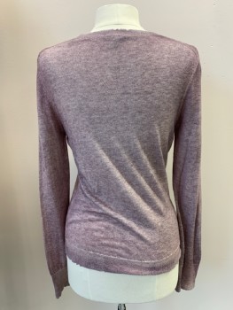 Womens, Pullover Sweater, AVANT TOI, Dusty Purple, Wool, Cashmere, Solid, S, L/S, Distressed V-N, Mottled