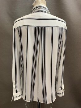CAMEO, White, Black, Polyester, Stripes - Vertical , C.A., B.F., L/S, 2 Pckts