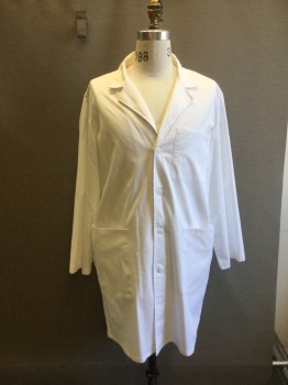 Unisex, Lab Coat Unisex, CHEROKEE, White, Cotton, Lycra, Solid, L, 5 Button, Single Breasted,  3 Pocket, Lab Coat